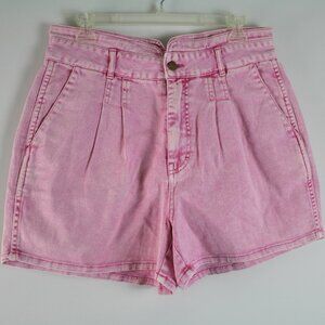 Faherty Rikki Organic Cotton French Rose Pink High Rise Denim Shorts L NWT